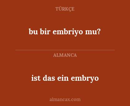 ist das ein embryo - bu bir embriyo mu?