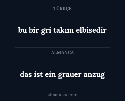 das ist ein grauer anzug - bu bir gri takım elbisedir