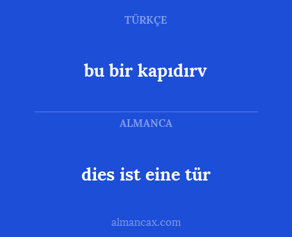 bu bir kapıdırv - dies ist eine tür