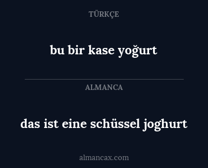 das ist eine schüssel joghurt - bu bir kase yoğurt