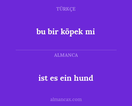 ist es ein hund - bu bir köpek mi