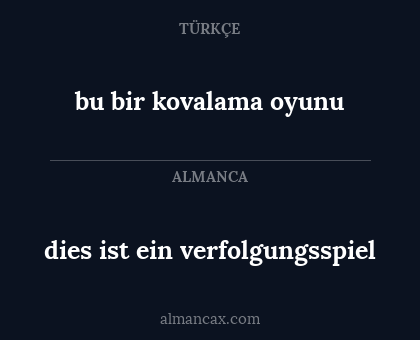 bu bir kovalama oyunu - dies ist ein verfolgungsspiel
