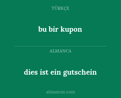 dies ist ein gutschein - bu bir kupon