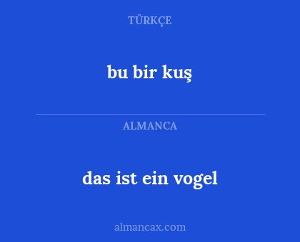 das ist ein vogel - bu bir kuş
