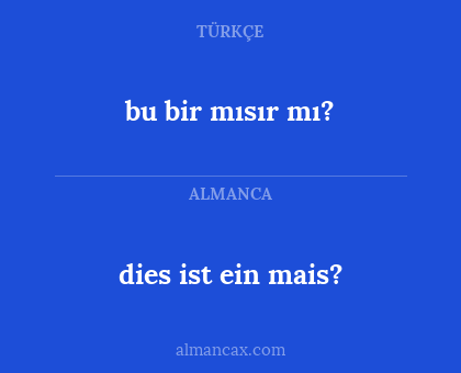 dies ist ein mais? - bu bir mısır mı?