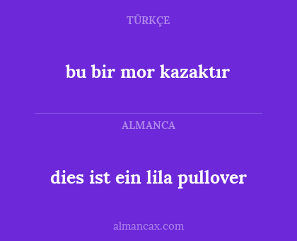 dies ist ein lila pullover - bu bir mor kazaktır