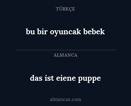 bu bir oyuncak bebek - das ist eiene puppe