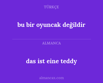 das ist eine teddy - bu bir oyuncak değildir