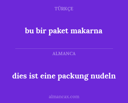dies ist eine packung nudeln - bu bir paket makarna