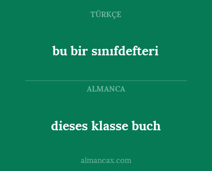 bu bir sınıfdefteri - dieses klasse buch