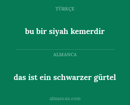 das ist ein schwarzer gürtel - bu bir siyah kemerdir
