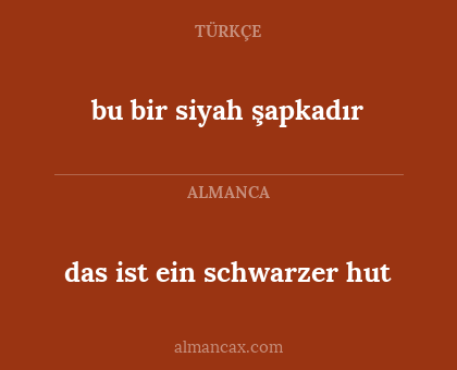 das ist ein schwarzer hut - bu bir siyah şapkadır