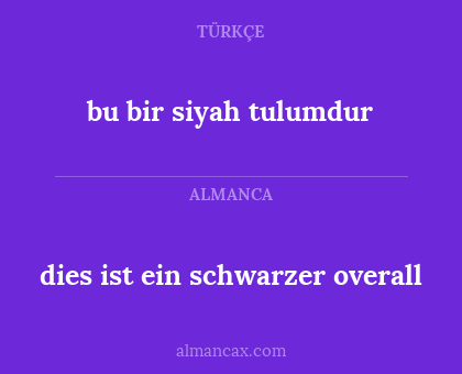 dies ist ein schwarzer overall - bu bir siyah tulumdur