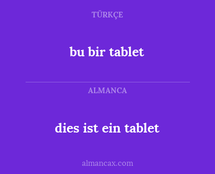 bu bir tablet - dies ist ein tablet