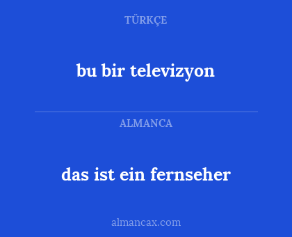 das ist ein fernseher - bu bir televizyon
