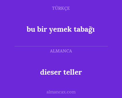dieser teller - bu bir yemek tabağı