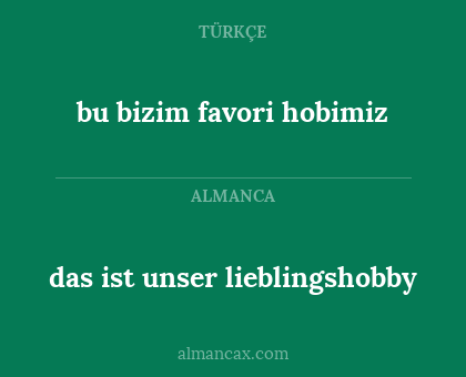 das ist unser lieblingshobby - bu bizim favori hobimiz