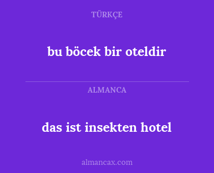das ist insekten hotel - bu böcek bir oteldir