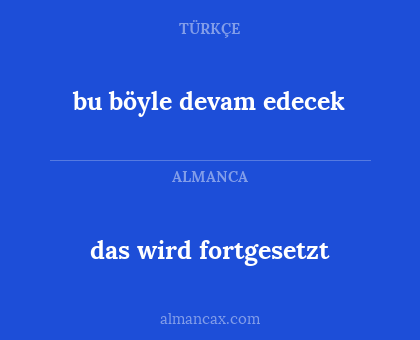 bu böyle devam edecek - das wird fortgesetzt