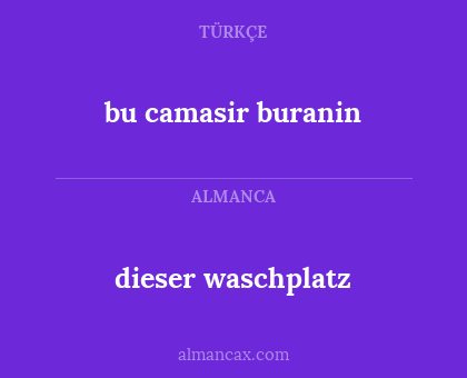 bu camasir buranin - dieser waschplatz