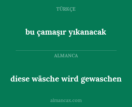 diese wäsche wird gewaschen - bu çamaşır yıkanacak