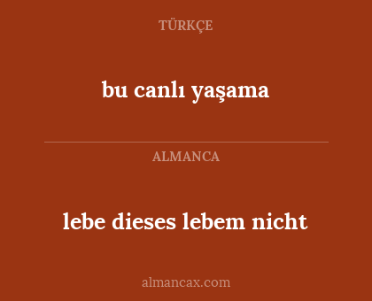 bu canlı yaşama - lebe dieses lebem nicht