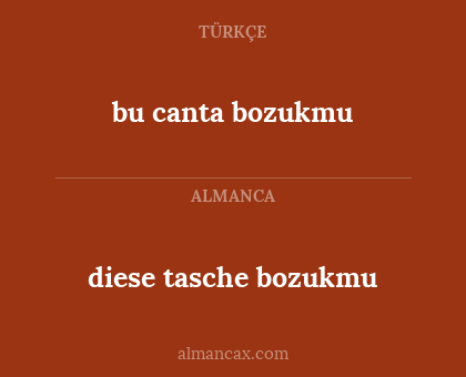 bu canta bozukmu - diese tasche bozukmu