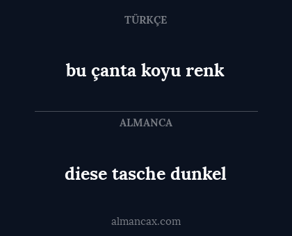 diese tasche dunkel - bu çanta koyu renk