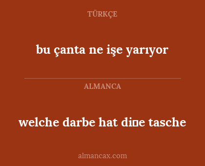 welche darbe hat di̇e tasche - bu çanta ne işe yarıyor