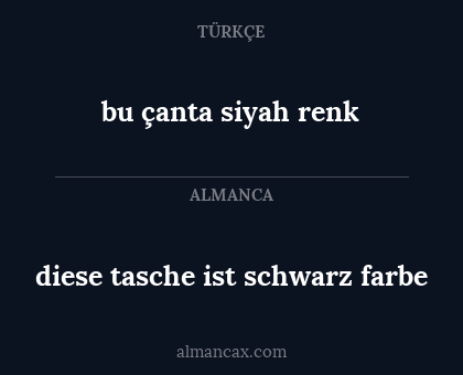 bu çanta siyah renk - diese tasche ist schwarz farbe