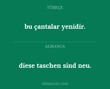 diese taschen sind neu. - bu çantalar yenidir.
