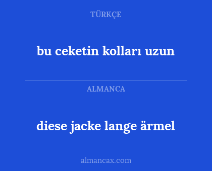diese jacke lange ärmel - bu ceketin kolları uzun