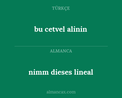 nimm dieses lineal - bu cetvel alinin