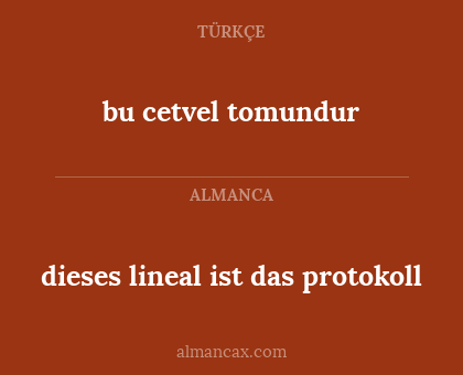 bu cetvel tomundur - dieses lineal ist das protokoll