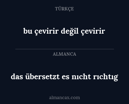 bu çevirir değil çevirir - das übersetzt es nıcht rıchtıg