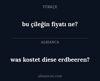 was kostet diese erdbeeren? - bu çileğin fiyatı ne?