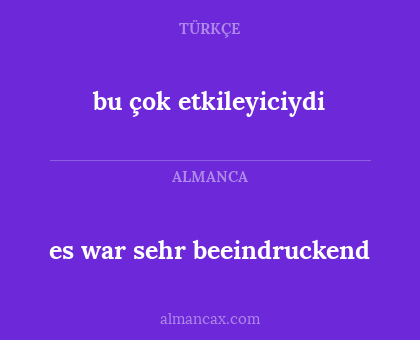 es war sehr beeindruckend - bu çok etkileyiciydi