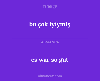 es war so gut - bu çok iyiymiş