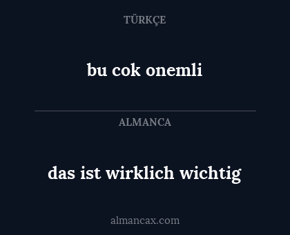 bu cok onemli - das ist wirklich wichtig