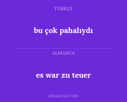 bu çok pahalıydı - es war zu teuer