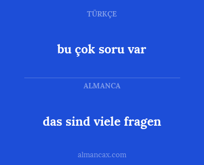 das sind viele fragen - bu çok soru var