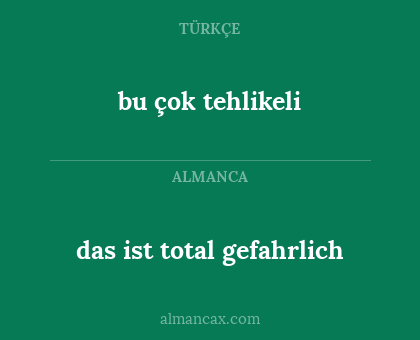 bu çok tehlikeli - das ist total gefahrlich