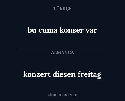 konzert diesen freitag - bu cuma konser var