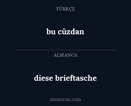 bu cüzdan - diese brieftasche