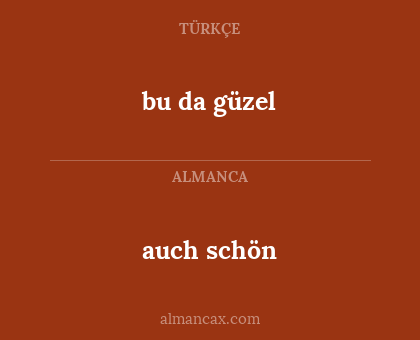 bu da güzel - auch schön