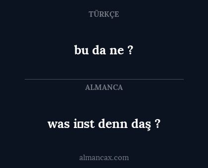 bu da ne ? - was i̇st denn daş ?