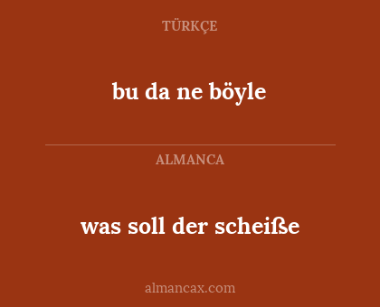 was soll der scheiße - bu da ne böyle