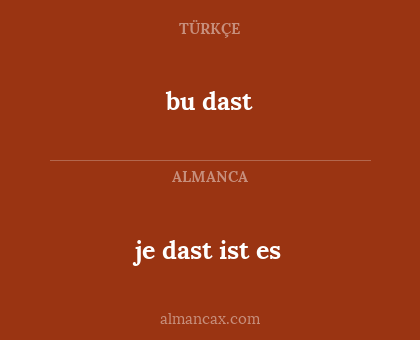 bu dast - je dast ist es