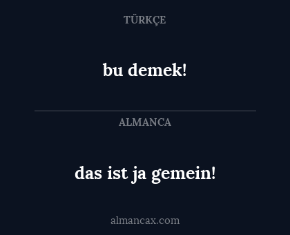 bu demek! - das ist ja gemein!