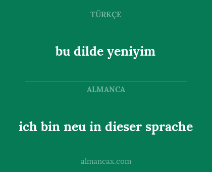 bu dilde yeniyim - ich bin neu in dieser sprache